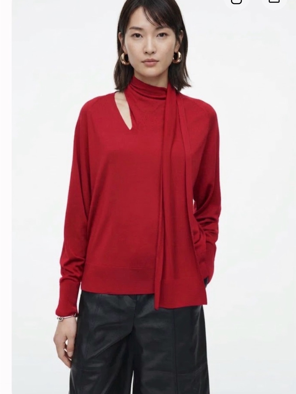 COS 100% Wool Scarf Jumper with Shoulder Cutout - Size M